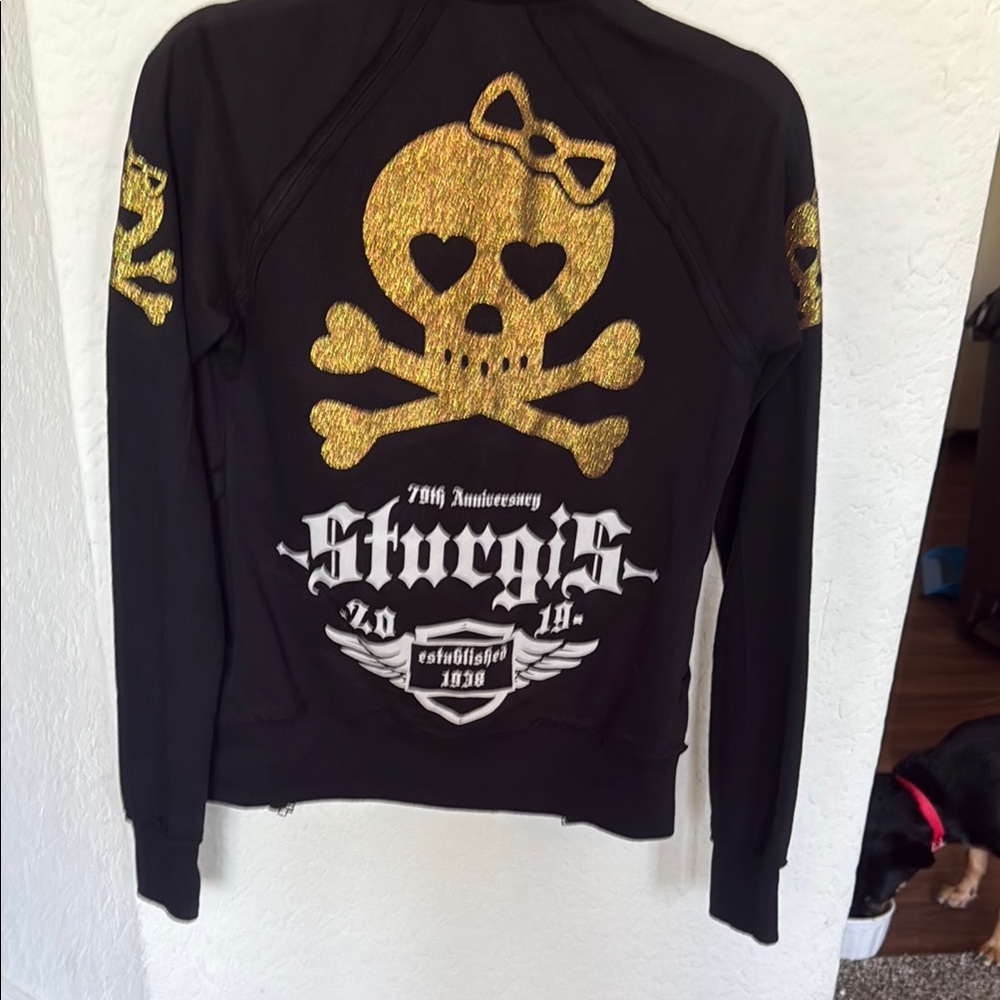 Kavio Black and Gold Bomber Jacket